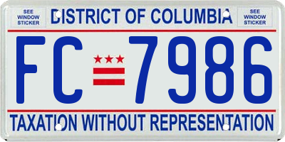 DC license plate FC7986