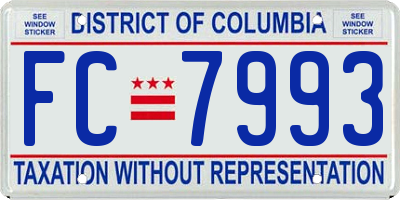 DC license plate FC7993