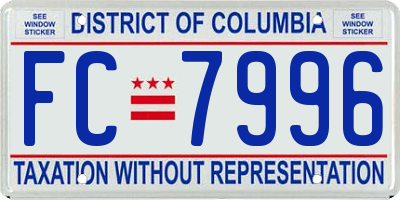 DC license plate FC7996