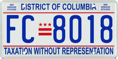 DC license plate FC8018