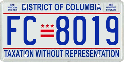 DC license plate FC8019