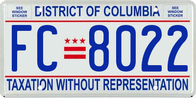 DC license plate FC8022