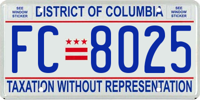 DC license plate FC8025