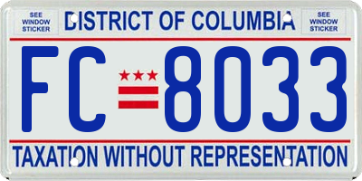 DC license plate FC8033