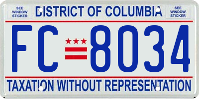 DC license plate FC8034