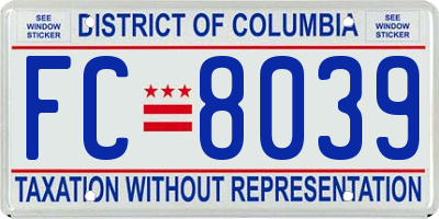 DC license plate FC8039