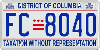 DC license plate FC8040