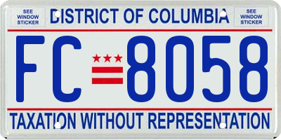 DC license plate FC8058