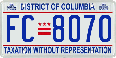 DC license plate FC8070