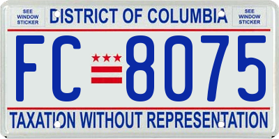 DC license plate FC8075