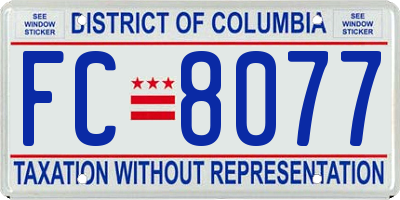 DC license plate FC8077