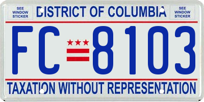 DC license plate FC8103