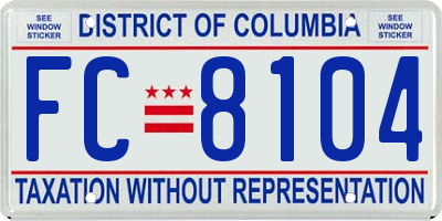 DC license plate FC8104