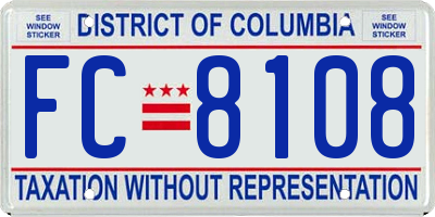 DC license plate FC8108