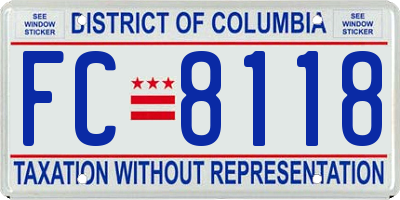 DC license plate FC8118