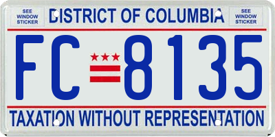 DC license plate FC8135