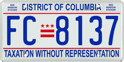 DC license plate FC8137