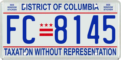 DC license plate FC8145