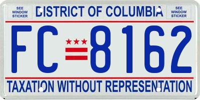 DC license plate FC8162