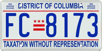 DC license plate FC8173