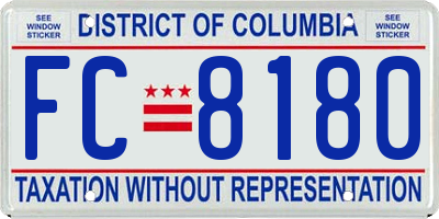 DC license plate FC8180