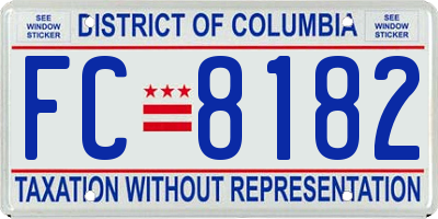 DC license plate FC8182