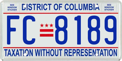 DC license plate FC8189