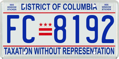 DC license plate FC8192