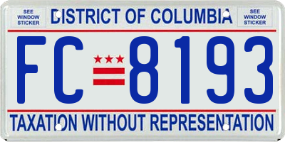 DC license plate FC8193