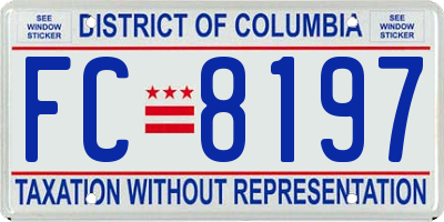 DC license plate FC8197