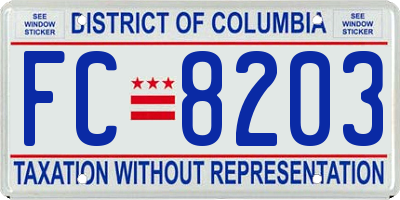 DC license plate FC8203