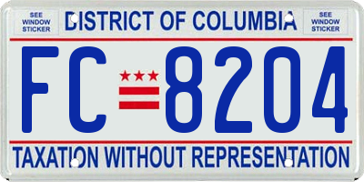 DC license plate FC8204