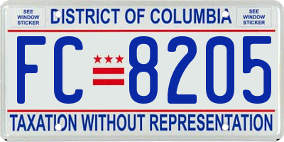 DC license plate FC8205