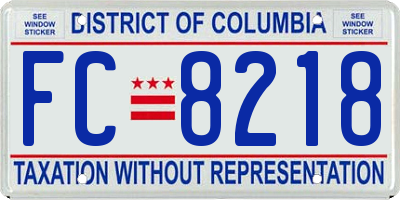 DC license plate FC8218