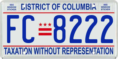 DC license plate FC8222