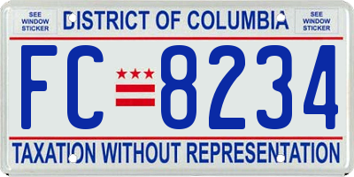 DC license plate FC8234