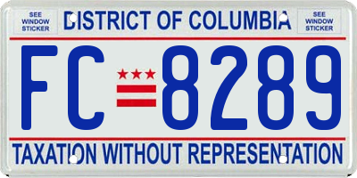 DC license plate FC8289