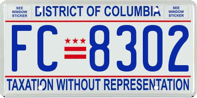 DC license plate FC8302