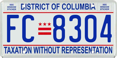 DC license plate FC8304