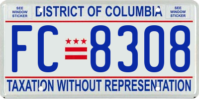 DC license plate FC8308