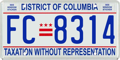 DC license plate FC8314