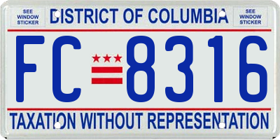 DC license plate FC8316