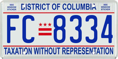 DC license plate FC8334