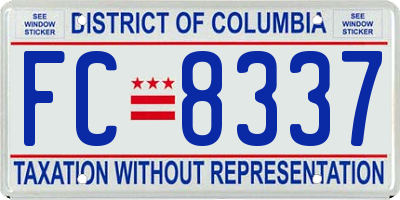 DC license plate FC8337