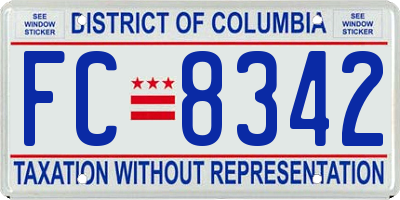 DC license plate FC8342