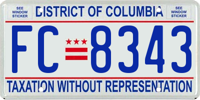 DC license plate FC8343