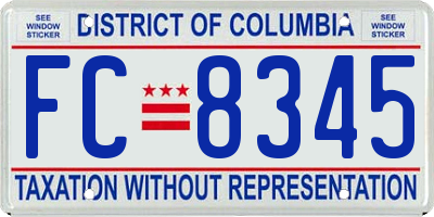 DC license plate FC8345