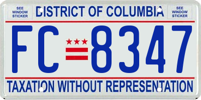 DC license plate FC8347