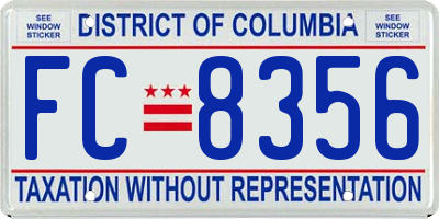 DC license plate FC8356