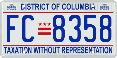 DC license plate FC8358